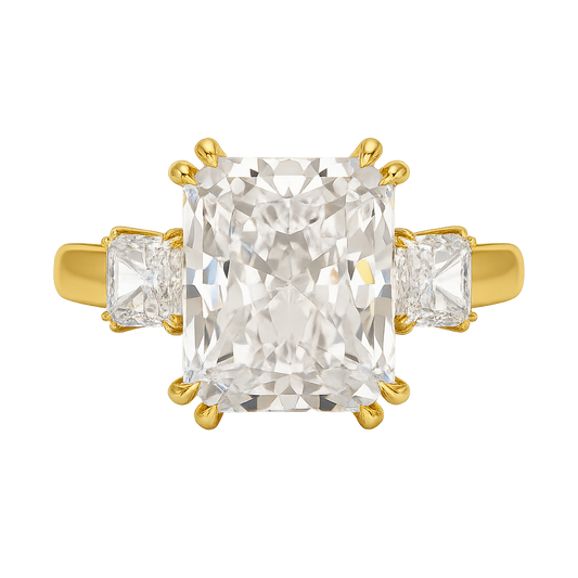5 Carat Radiant Cut Three Stone Lab Grown Diamond V Prong Engagement Ring