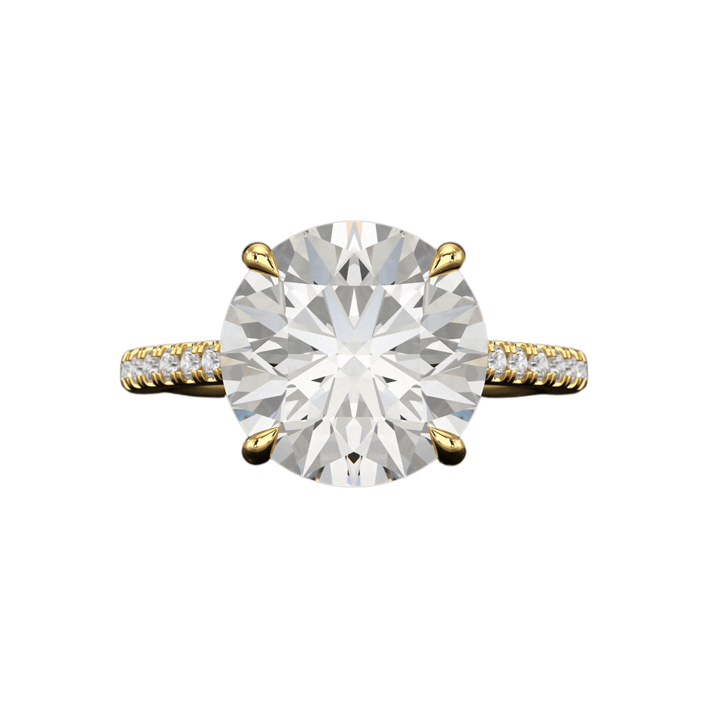 5 Carat Round Cut Diamond Thin French Pave Engagement Ring