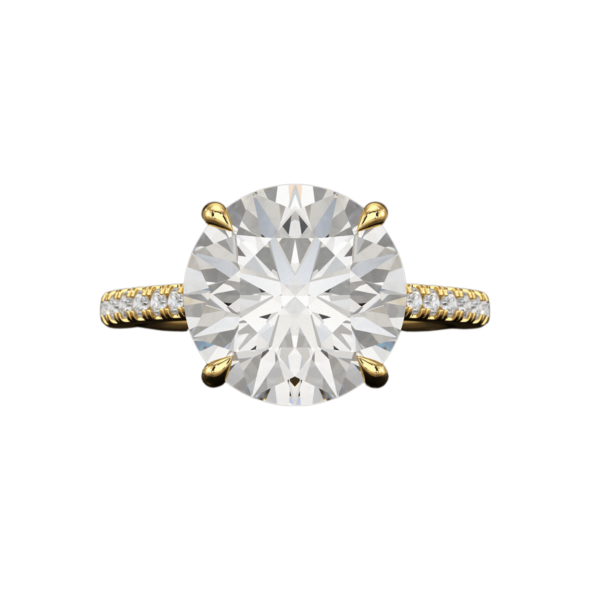 5 Carat Round Cut Diamond Thin French Pave Engagement Ring