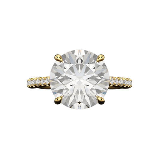 5 Carat Round Cut Diamond Thin French Pave Engagement Ring