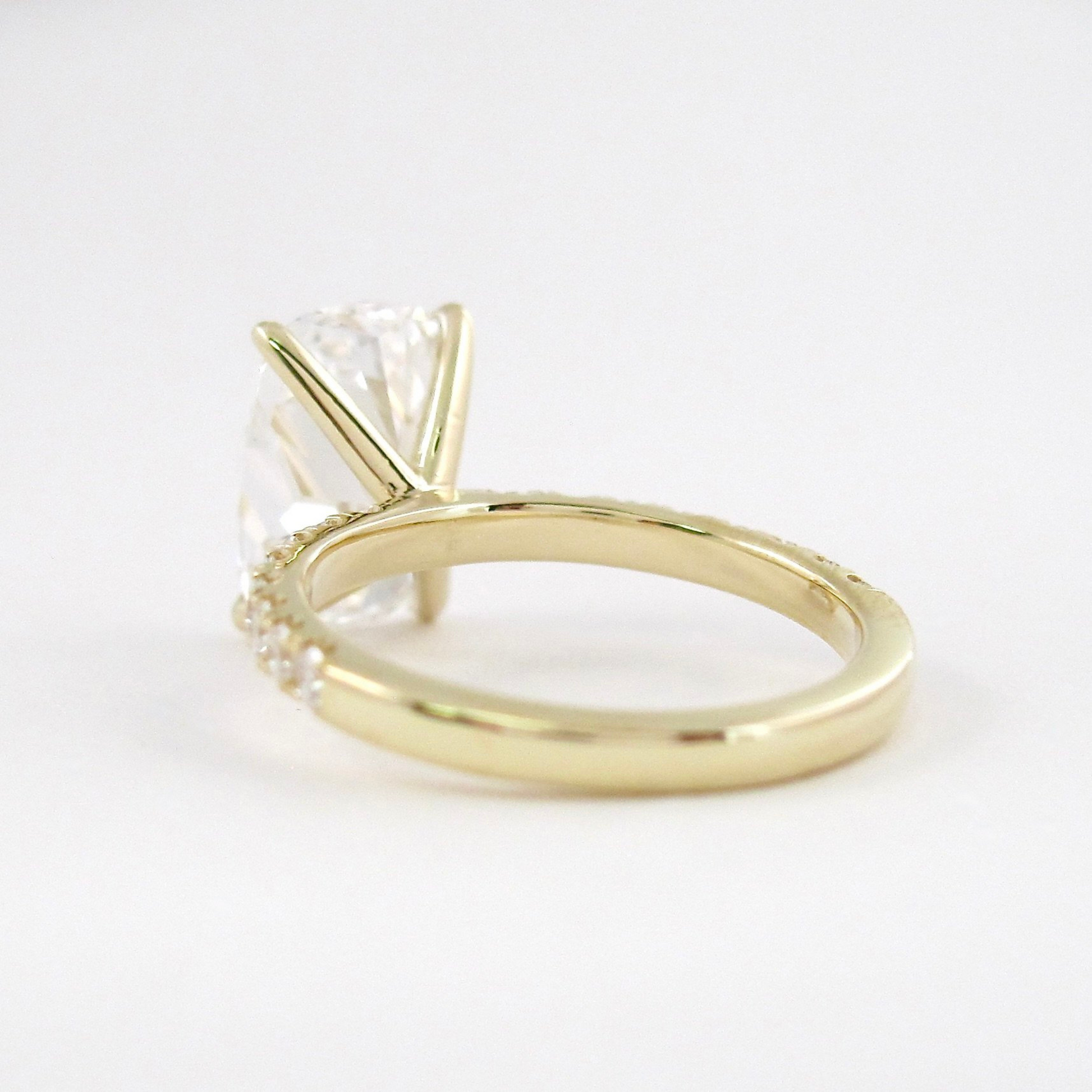 3 Carat Cushion Cut Diamond Engagement Ring with Pave Band - Evara Jewelry LLC