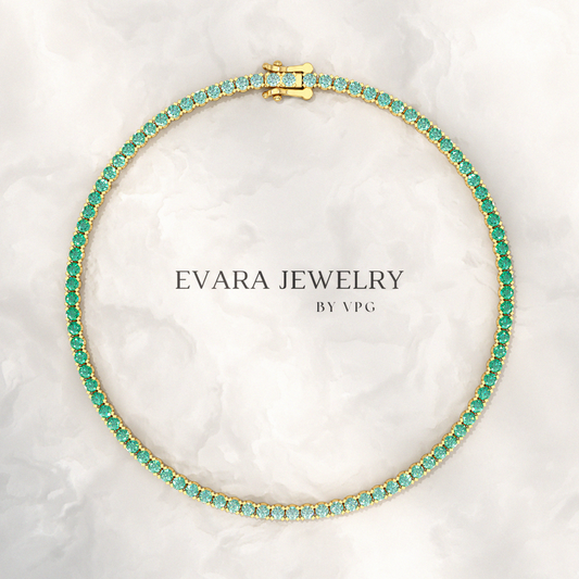 Natural Emerald Ombre 3.12 Carats Tennis Bracelet in 14K/18K Yellow Gold - Evara Jewelry LLC