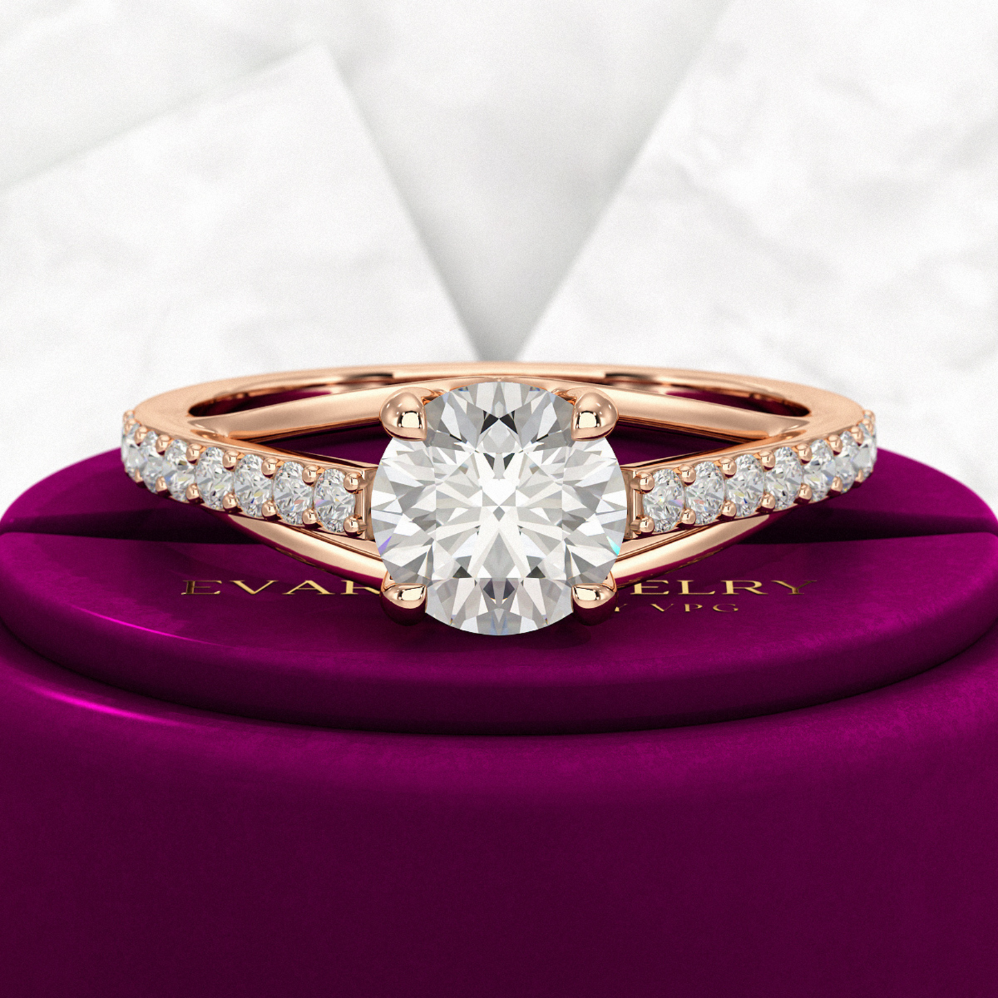 1.25 Carat Round Cut Diamond Engagement Ring - Evara Jewelry LLC