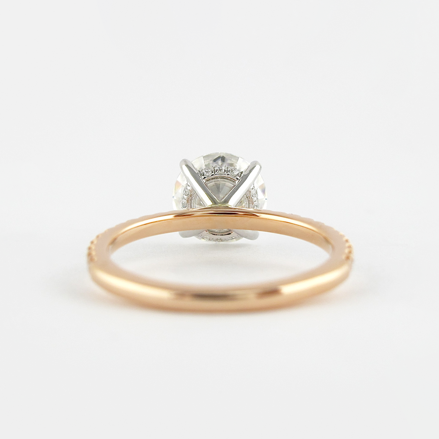 3 Carat Round Cut 4 Prong Engagement Ring with Pave Band - Evara Jewelry LLC