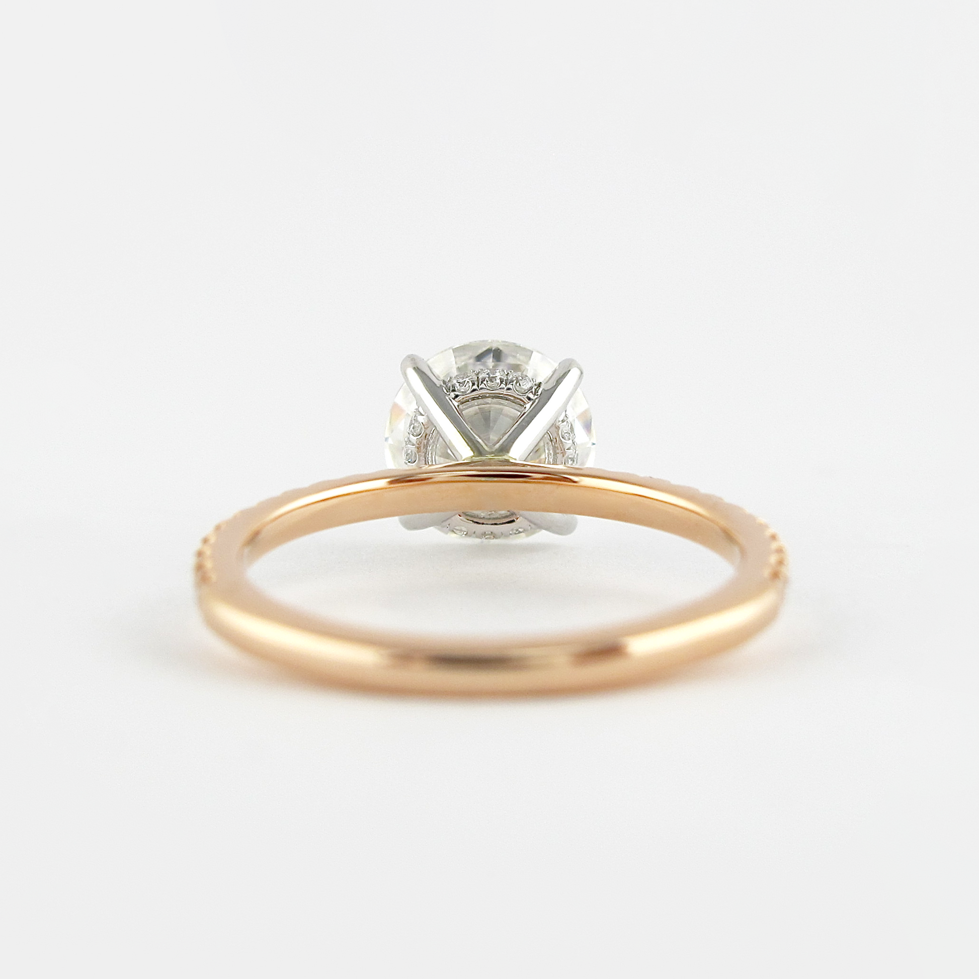 3 Carat Round Cut 4 Prong Engagement Ring with Pave Band - Evara Jewelry LLC