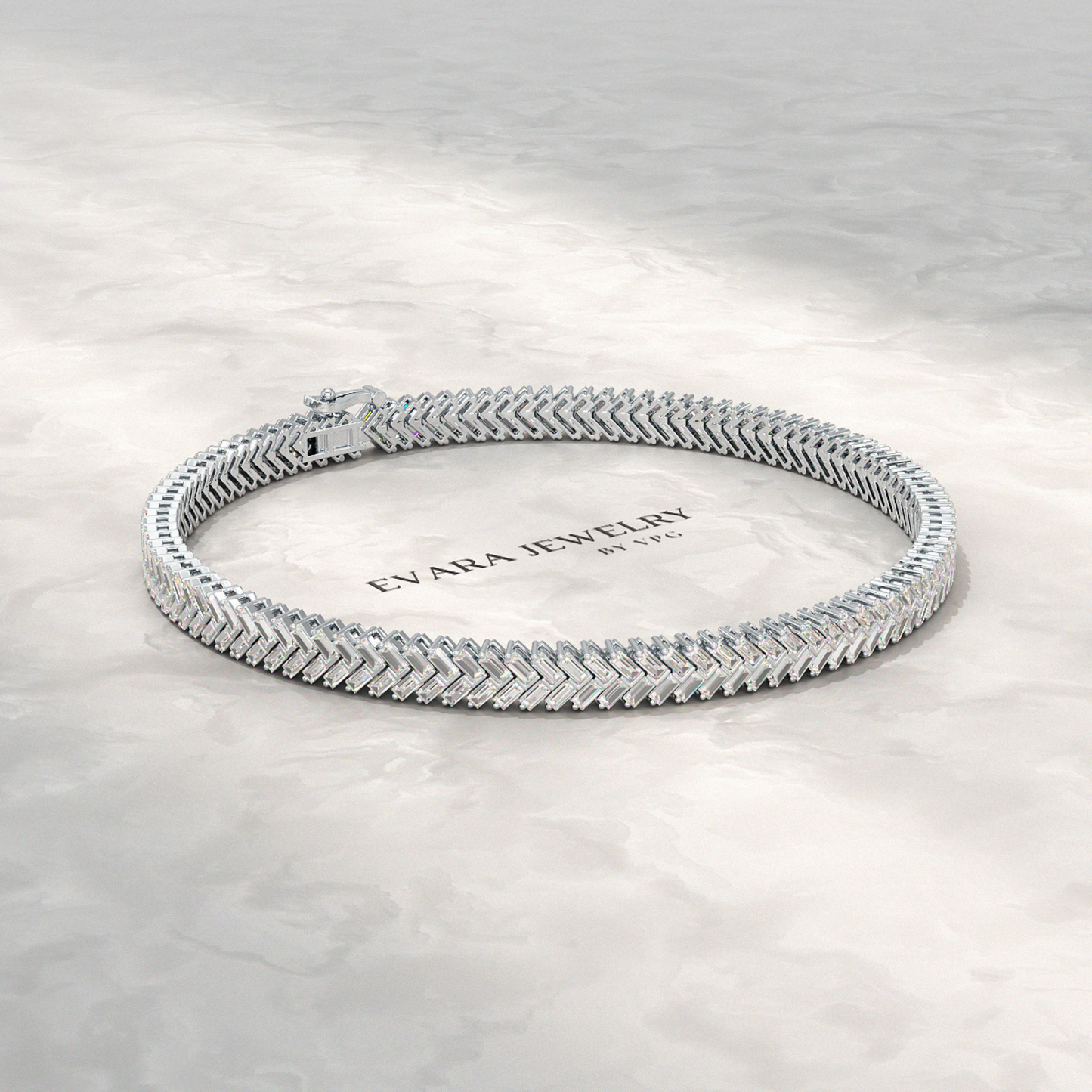 11 Carats Baguette Cut Diamond Chevron Tennis Bracelet in 10K, 14K, 18K Solid Gold - Evara Jewelry LLC