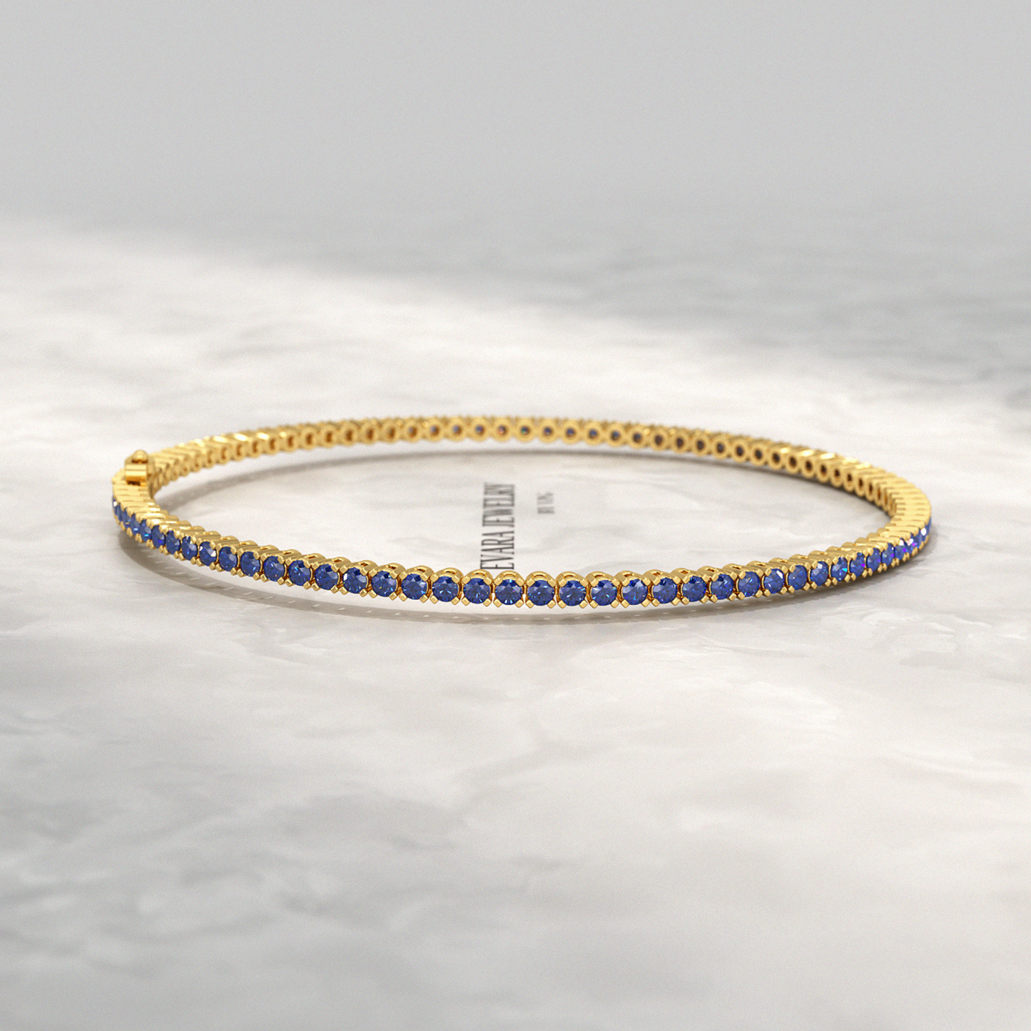 Ombre 3.14 Carats Natural Blue Sapphire Tennis Bracelet in 14K/18K Yellow Gold - Evara Jewelry LLC
