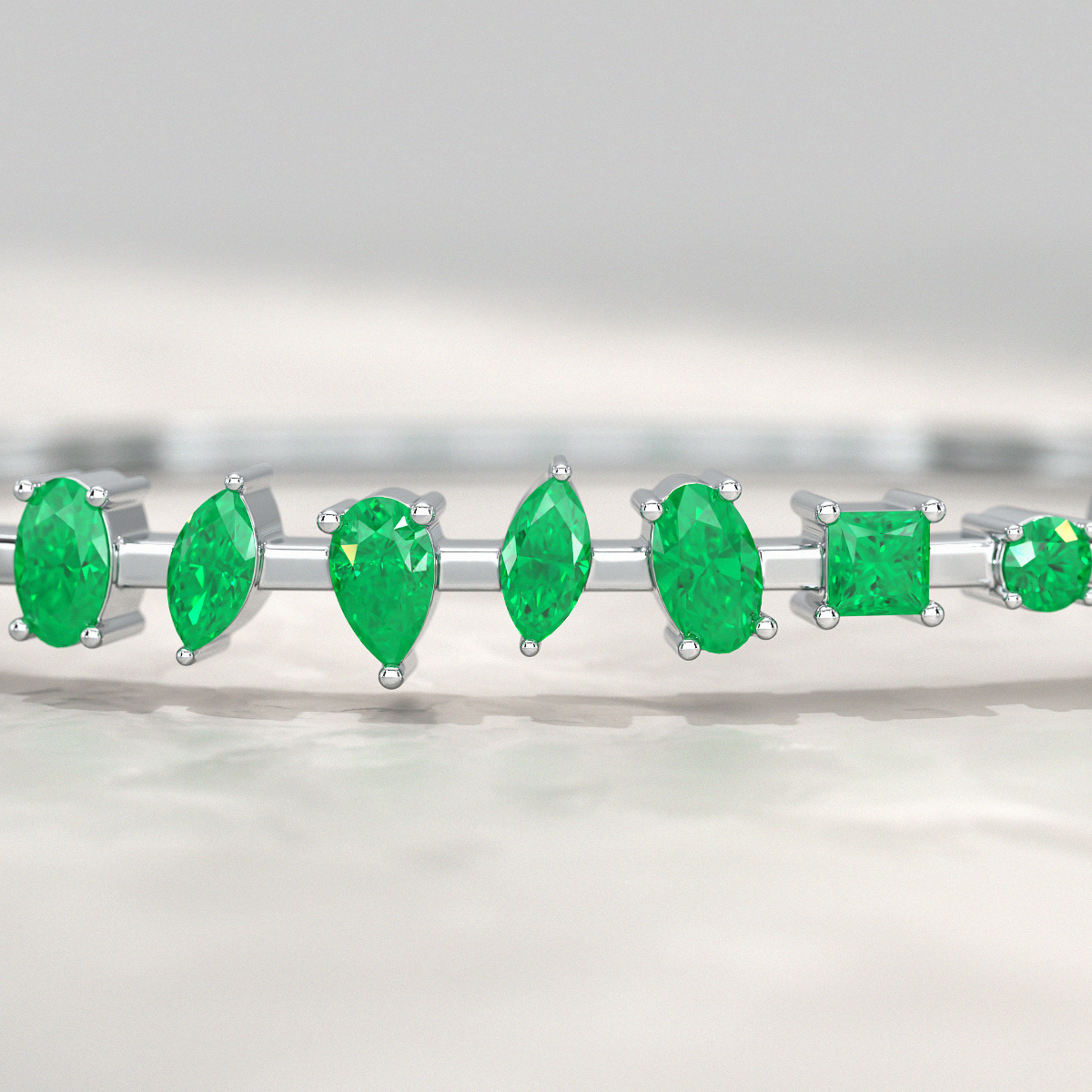 3.25 Carats Lab Grown Emerald Minimalist Cuff Bangle Bracelet - Evara Jewelry LLC