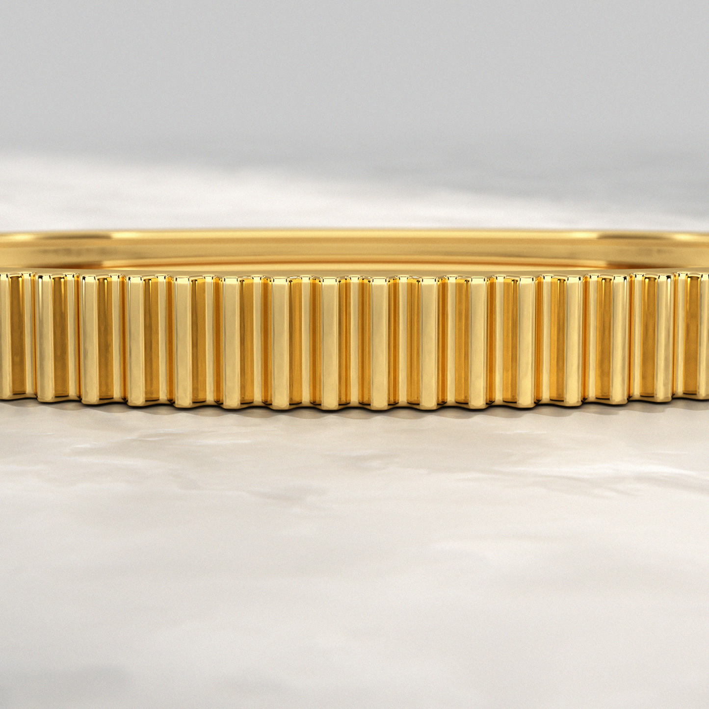 Ribbed Pattern Cuff Bangle in Solid Gold - Evara Jewelry LLC
