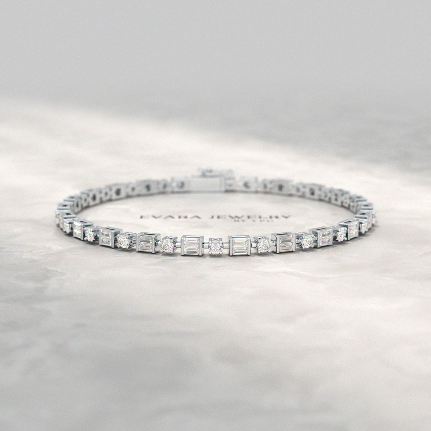 4 Carat Diamond Round & Baguette Statement Bracelet in 10K, 14K, 18K Gold - Evara Jewelry LLC