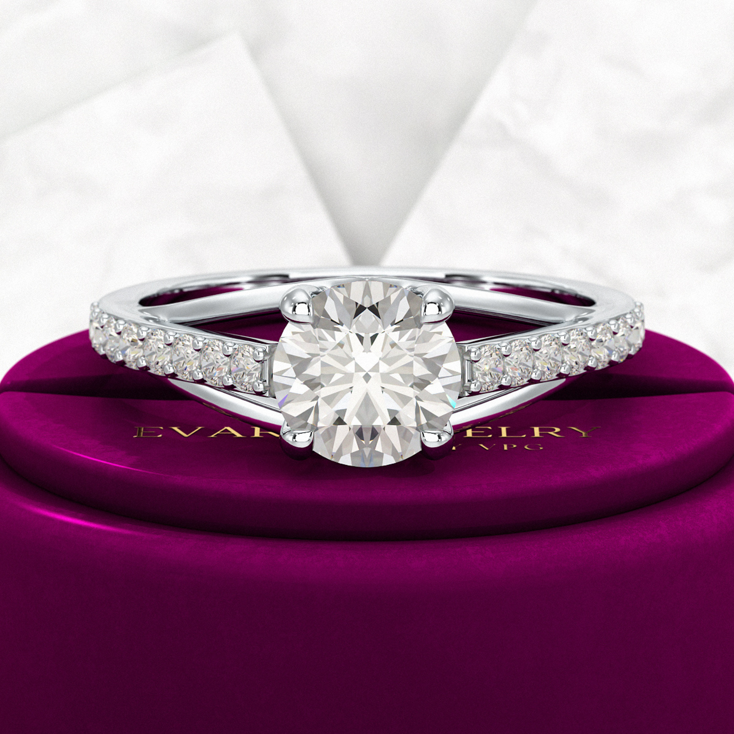 1.25 Carat Round Cut Diamond Engagement Ring - Evara Jewelry LLC