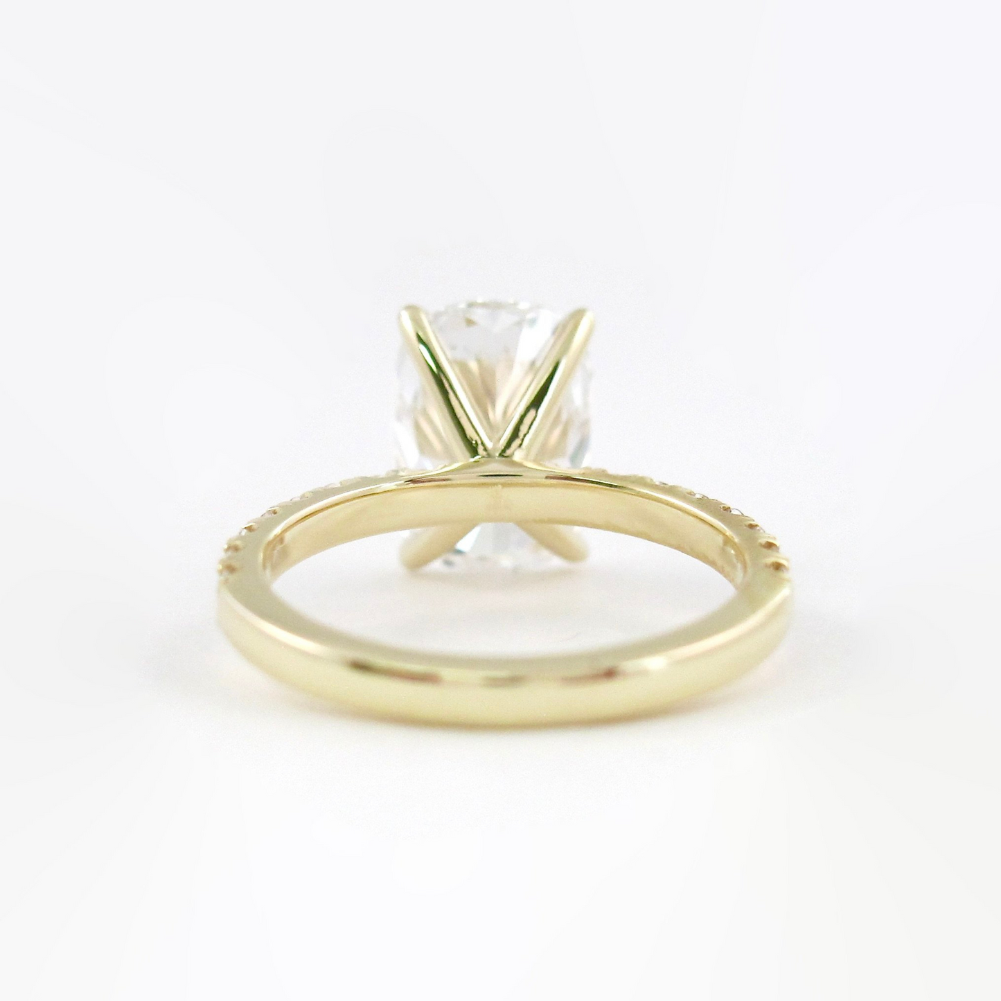 3 Carat Cushion Cut Diamond Engagement Ring with Pave Band - Evara Jewelry LLC