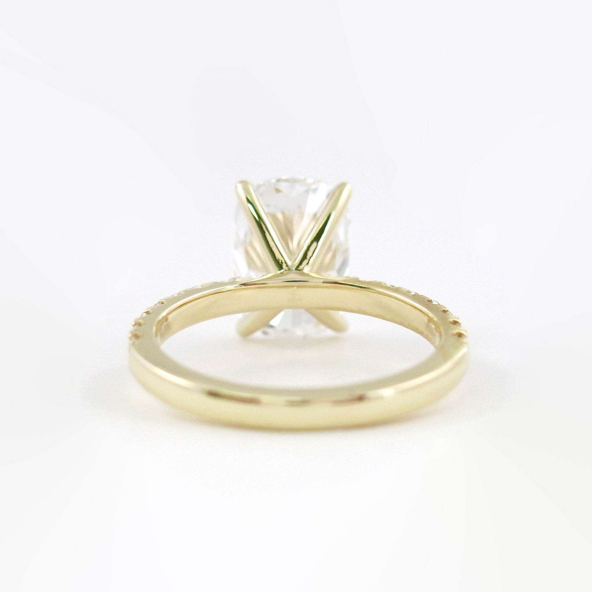 3 Carat Cushion Cut Diamond Engagement Ring with Pave Band - Evara Jewelry LLC