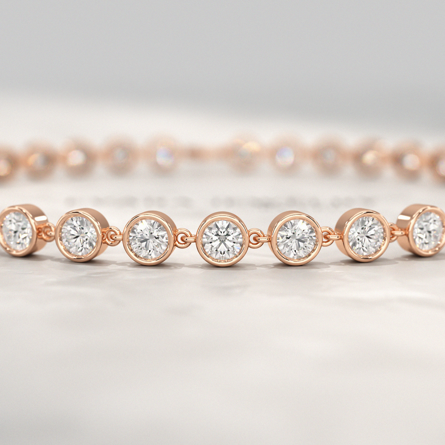 4 Carat Bezel Set Round Cut Diamond Gold Minimalist Tennis Bracelet - Evara Jewelry LLC