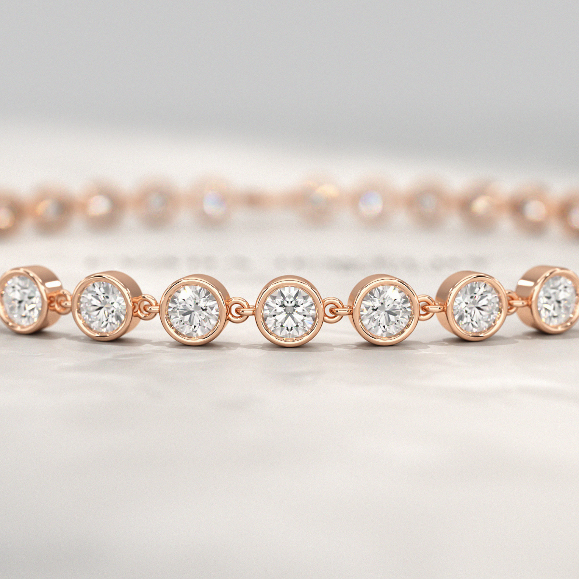 4 Carat Bezel Set Round Cut Diamond Gold Minimalist Tennis Bracelet - Evara Jewelry LLC