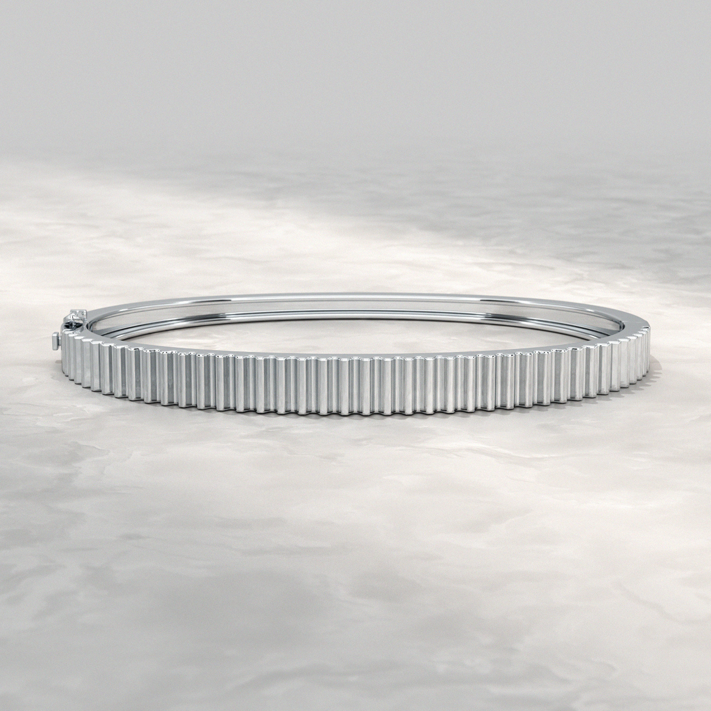 Ribbed Pattern Cuff Bangle in Solid Gold - Evara Jewelry LLC