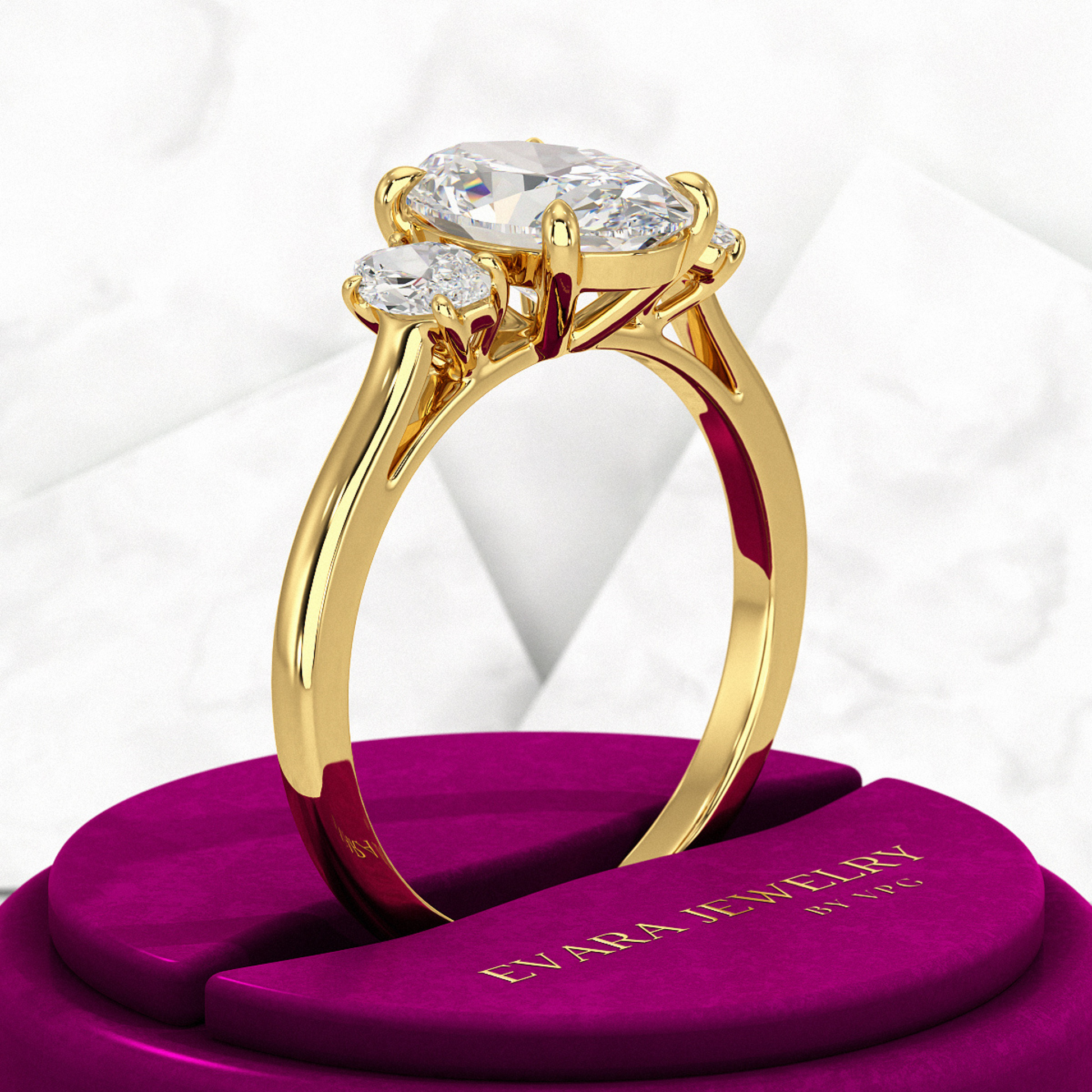 2 Carat Oval Cut Art Deco Engagement Ring - Evara Jewelry LLC