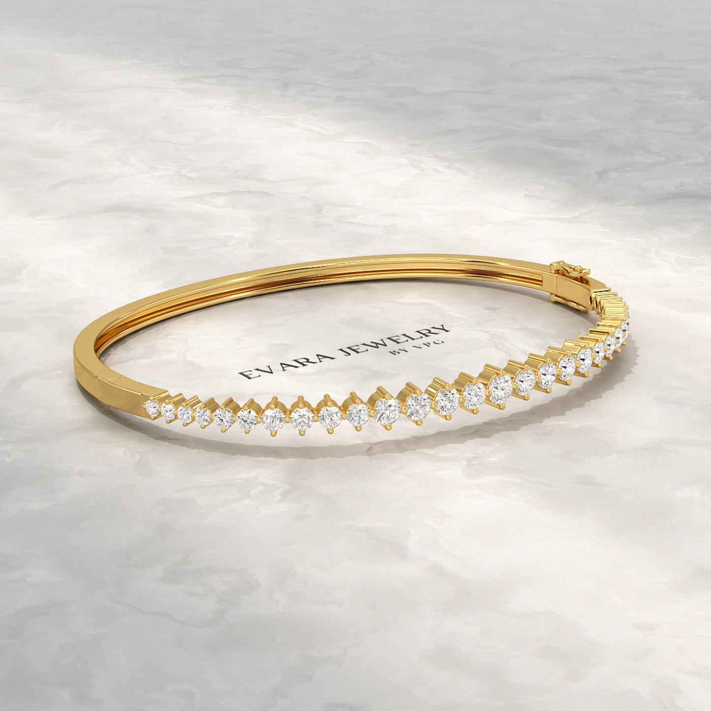 2.00 Carats Lab Grown Diamond Graduation Cuff Bangle Bracelet - Evara Jewelry LLC