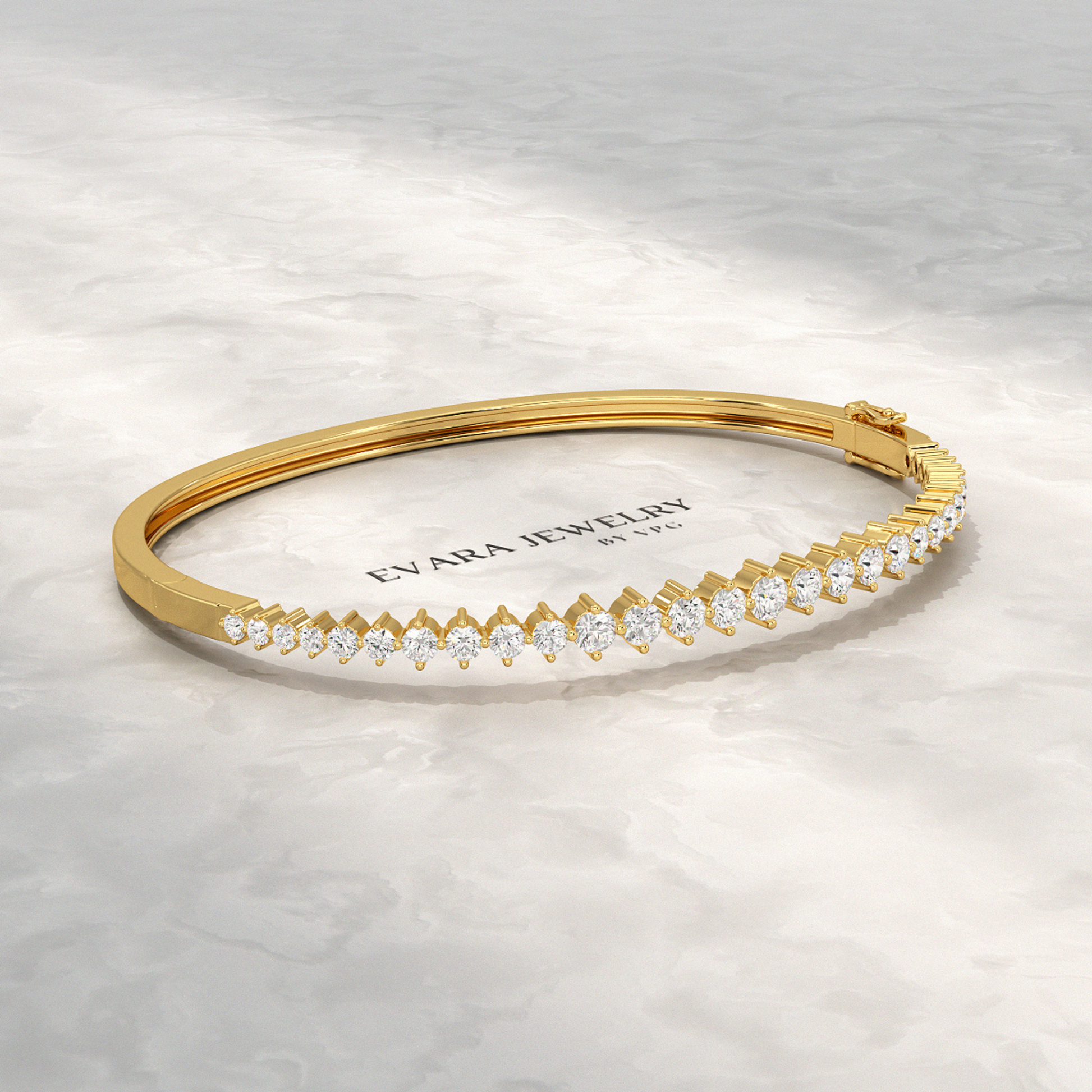 2.00 Carats Lab Grown Diamond Graduation Cuff Bangle Bracelet - Evara Jewelry LLC