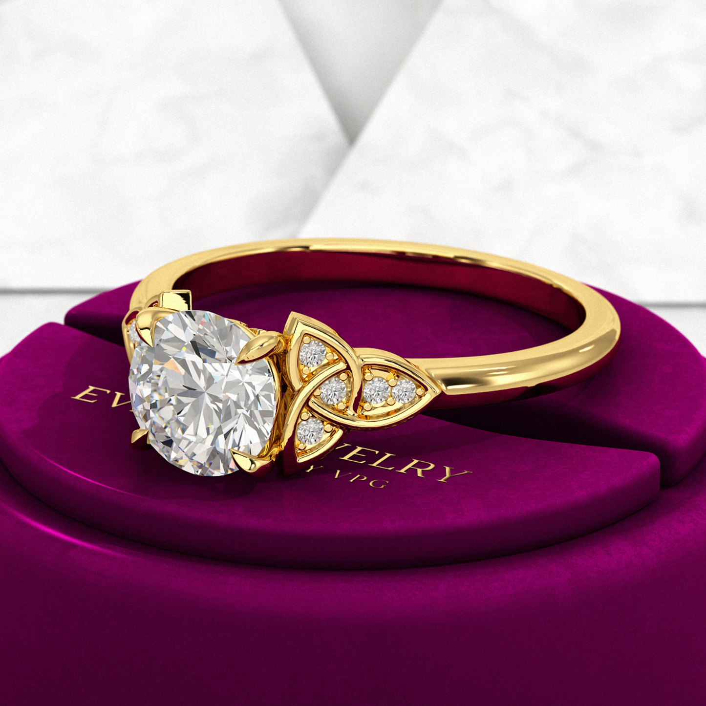 1.25 Carat Round Cut Diamond Art Deco Engagement Ring - Evara Jewelry LLC