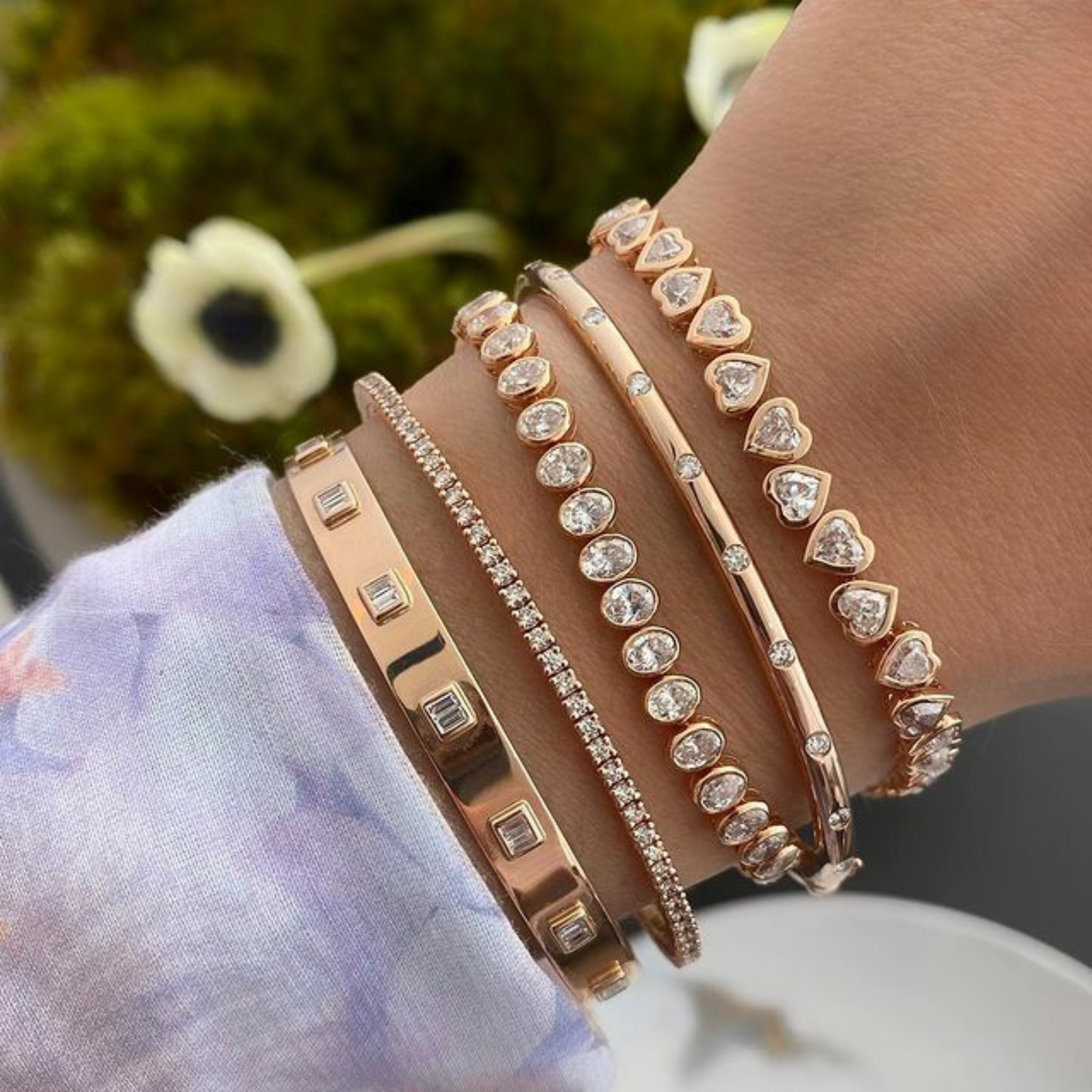 Diamond Baguette Cuff Bangle Bracelet - Evara Jewelry LLC