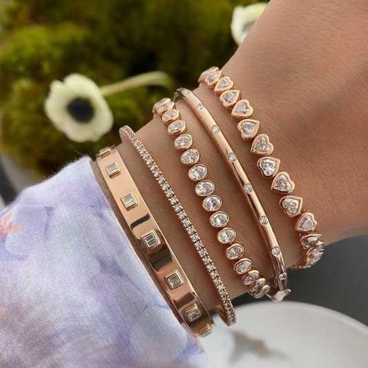 Diamond Baguette Cuff Bangle Bracelet - Evara Jewelry LLC