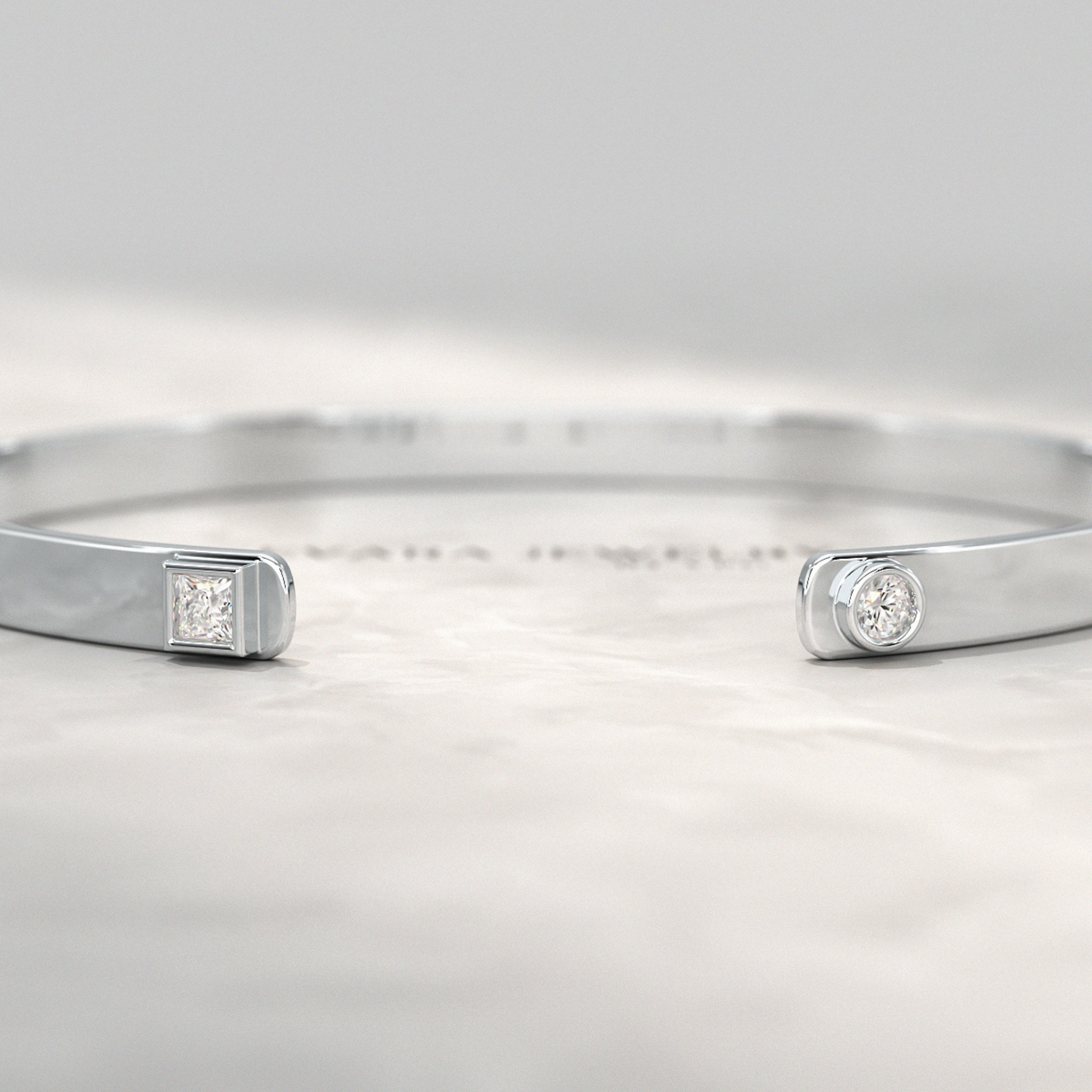 Diamond Solitaire Cuff Bracelet in 10K, 14K, 18K Solid Gold - Evara Jewelry LLC