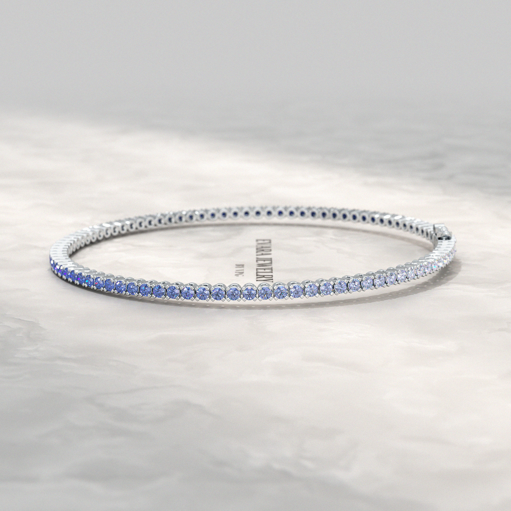 Ombre 3.14 Carats Natural Blue Sapphire Tennis Bracelet in 14K/18K Yellow Gold - Evara Jewelry LLC