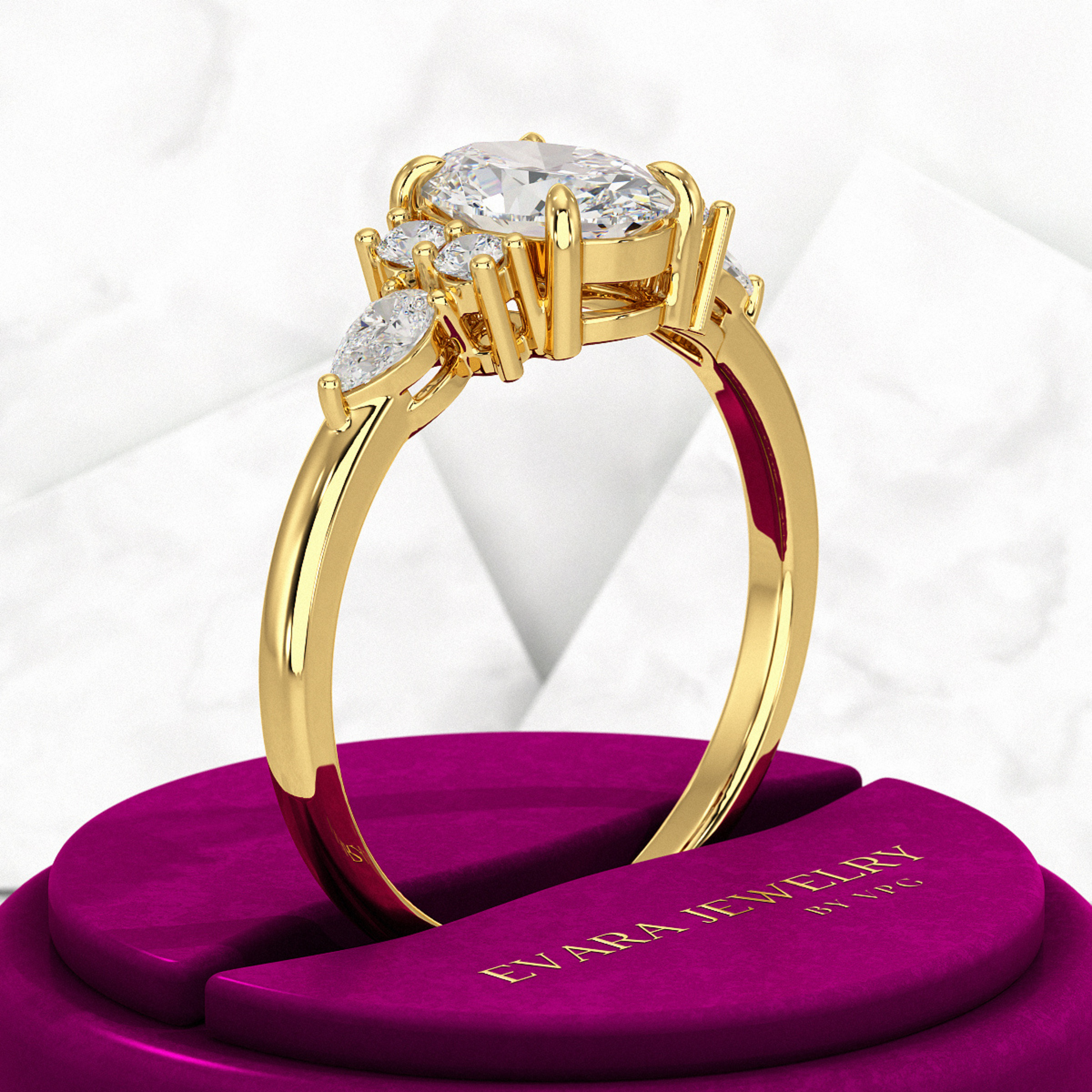 1 Carat Oval Diamond Art Deco Engagement Ring - Evara Jewelry LLC