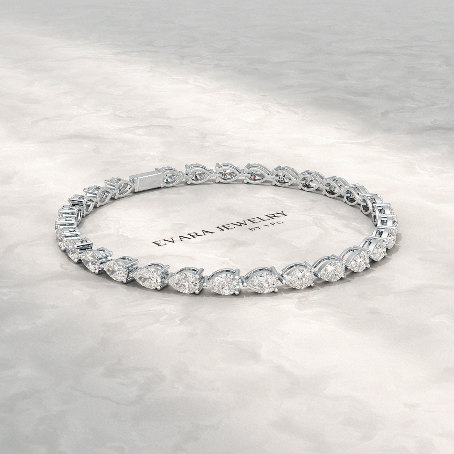 11 Carats Pear Cut Diamond Luxury Tennis Bracelet - Evara Jewelry LLC