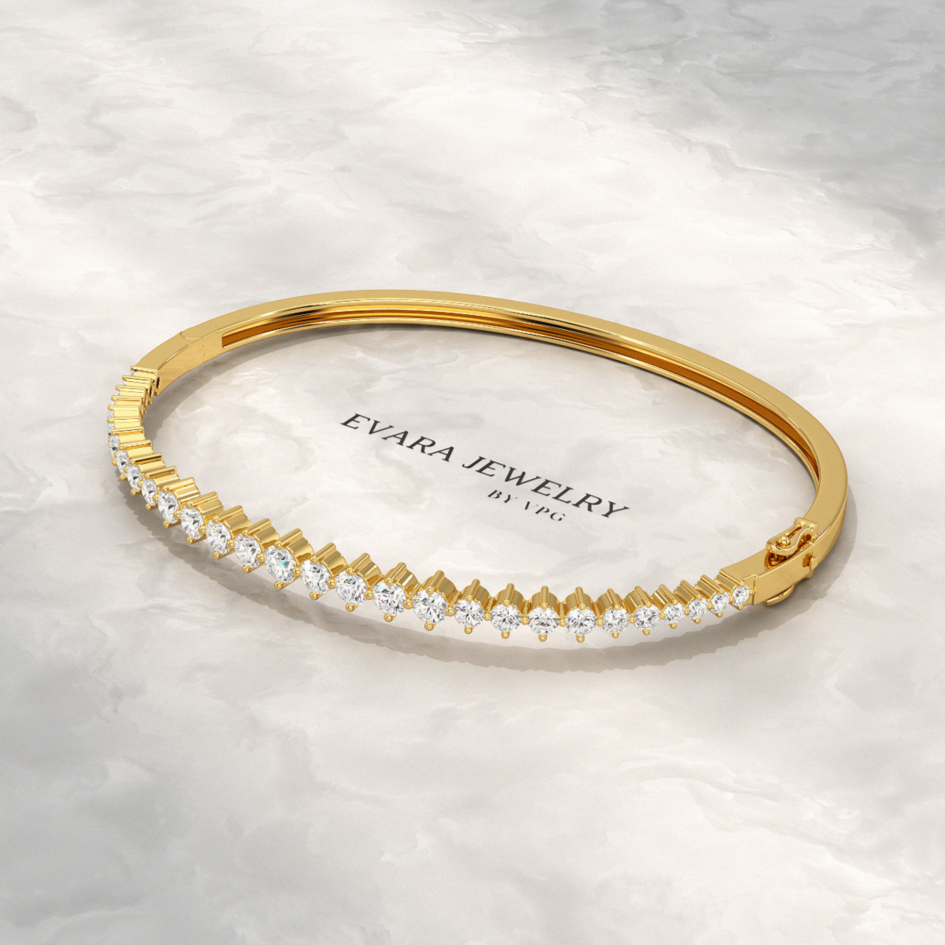 2.00 Carats Lab Grown Diamond Graduation Cuff Bangle Bracelet - Evara Jewelry LLC