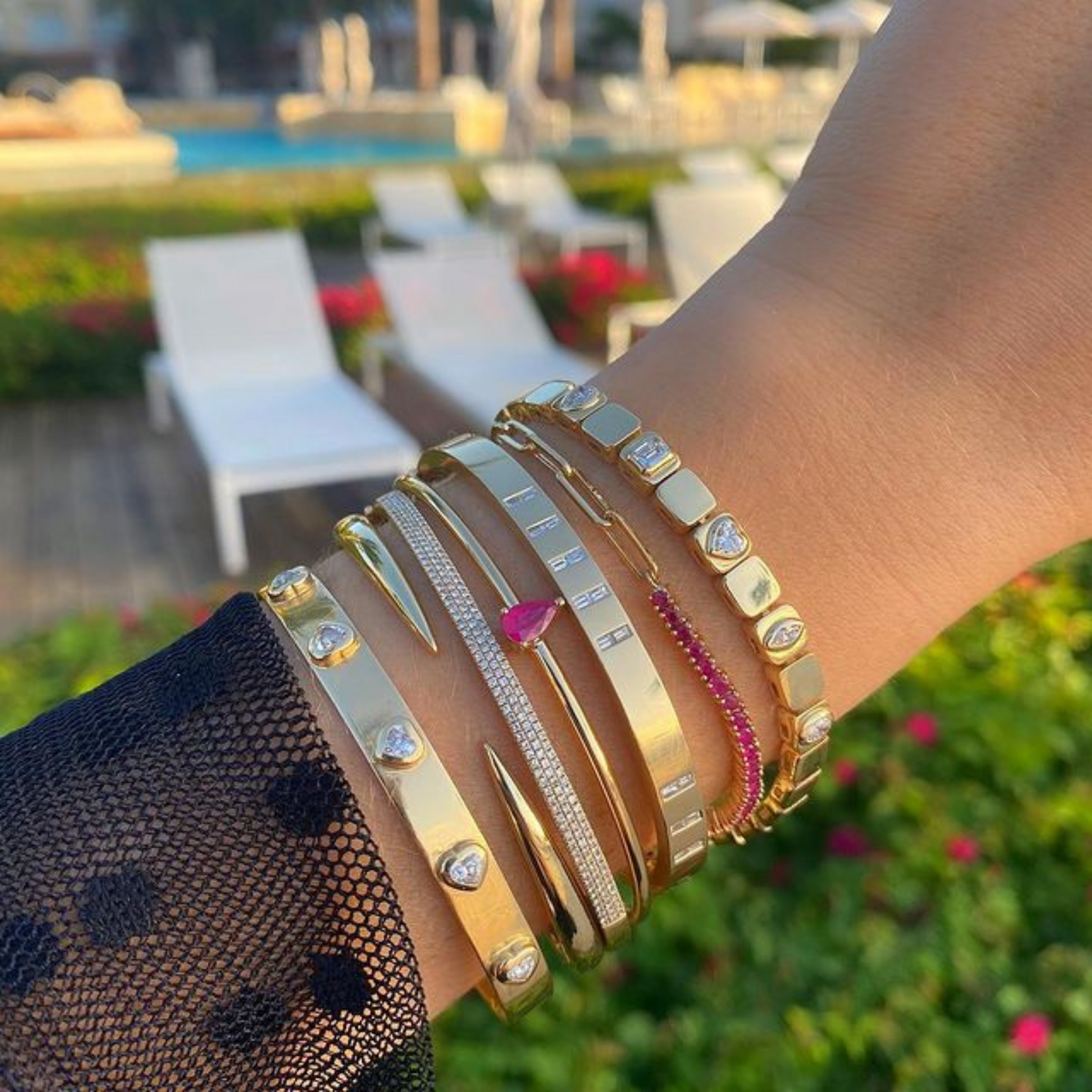 Chevron Front Open Plain Cuff Bangle in Solid Gold - Evara Jewelry LLC