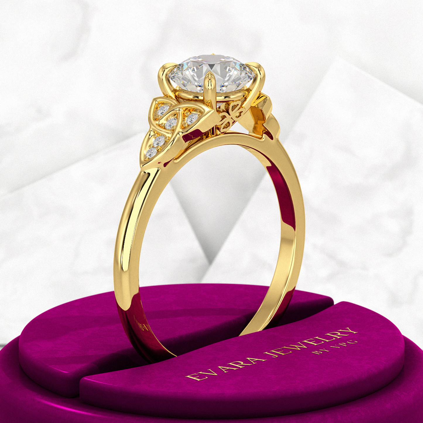 1.25 Carat Round Cut Diamond Art Deco Engagement Ring - Evara Jewelry LLC