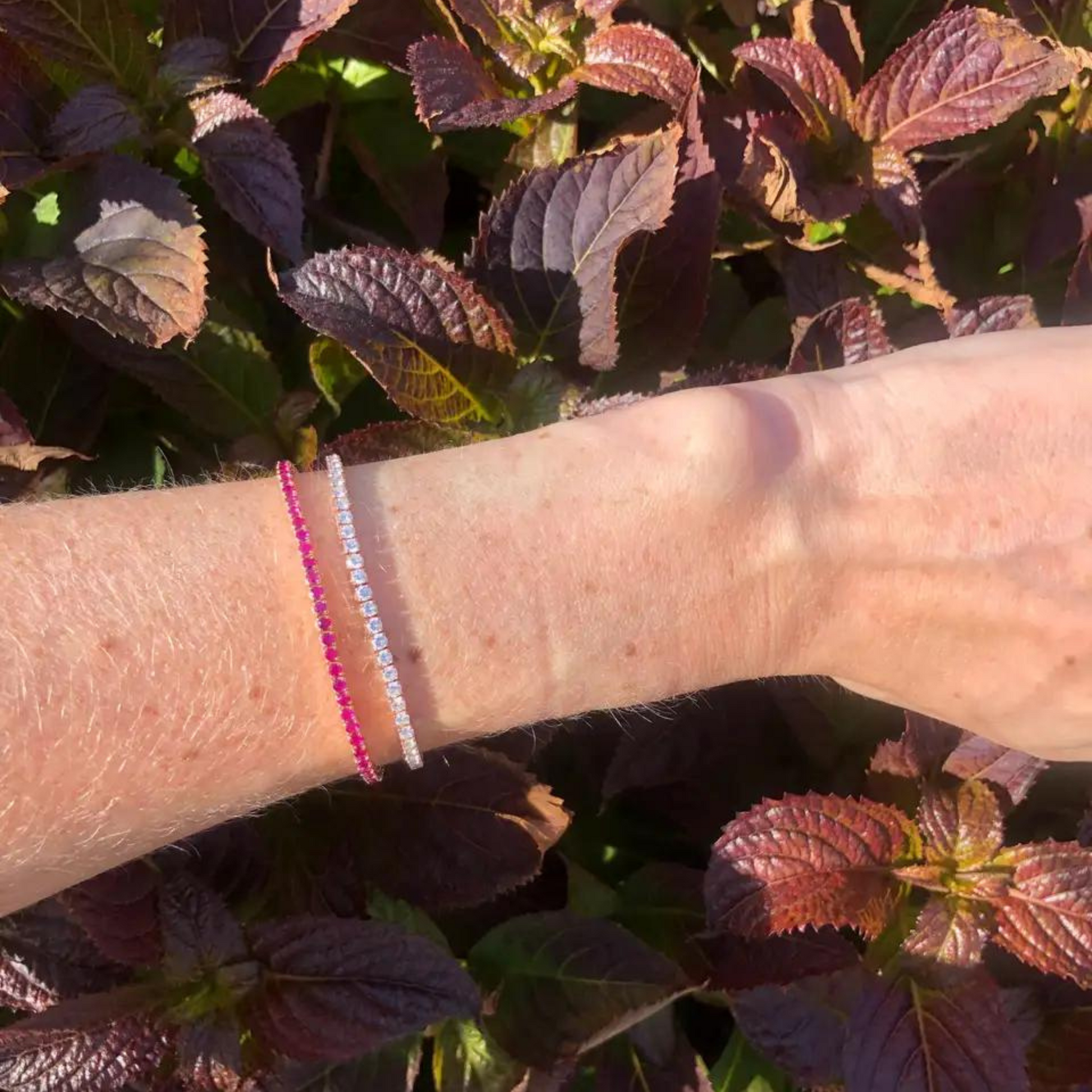 3.16 Carats Natural Ruby Tennis Bracelet in 14K/18K White Gold - Evara Jewelry LLC