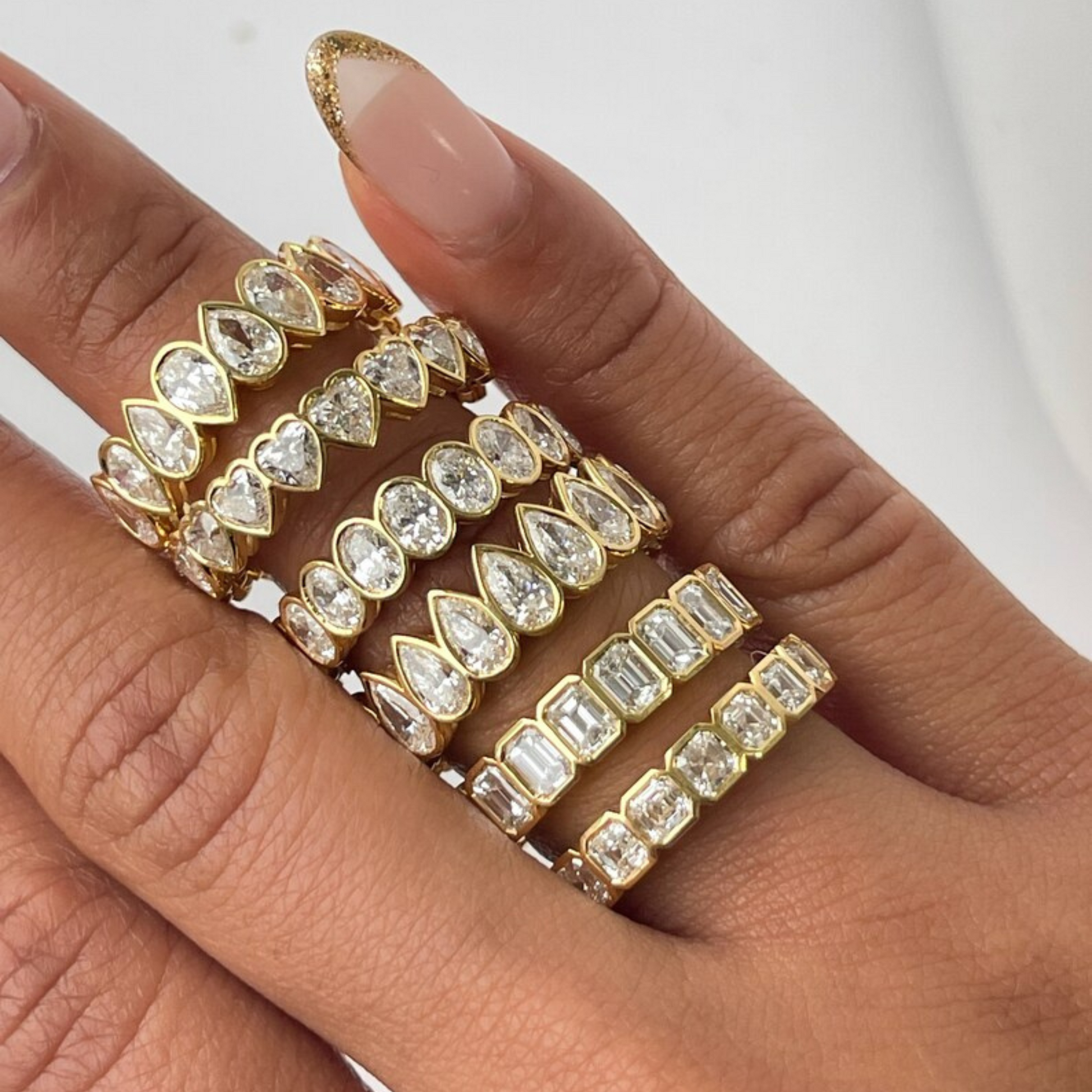 2.25 Carat Pear Cut Bezel Set Half Eternity Diamond Ring - Evara Jewelry LLC