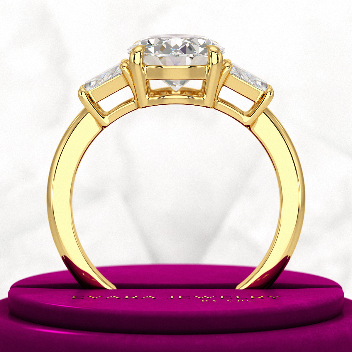2.50 Carat Oval Diamond Three Stone Engagement Ring - Evara Jewelry LLC