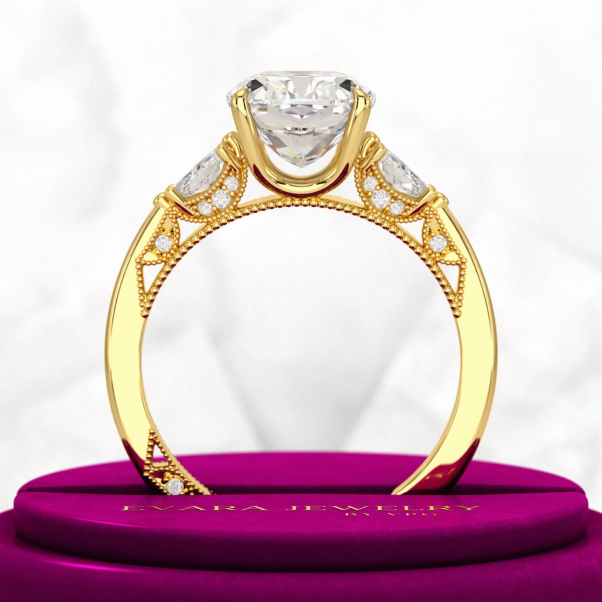 2.50 Carat Cushion Cut Diamond Vintage Art Deco Engagement Ring - Evara Jewelry LLC