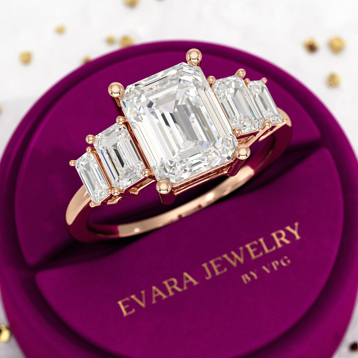2.50 Carat Emerald Cut Diamond Engagement Ring - Evara Jewelry LLC