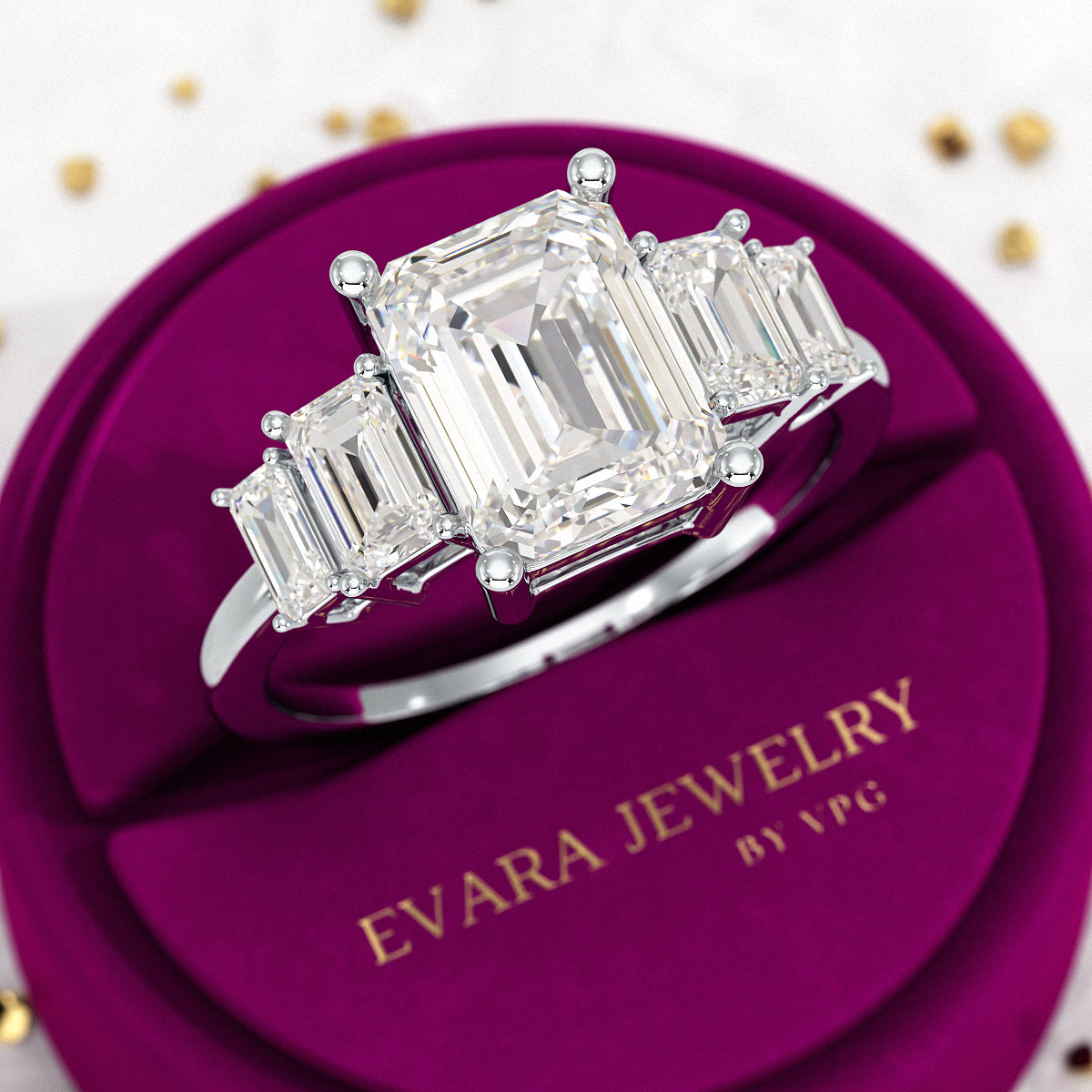 2.50 Carat Emerald Cut Diamond Engagement Ring - Evara Jewelry LLC