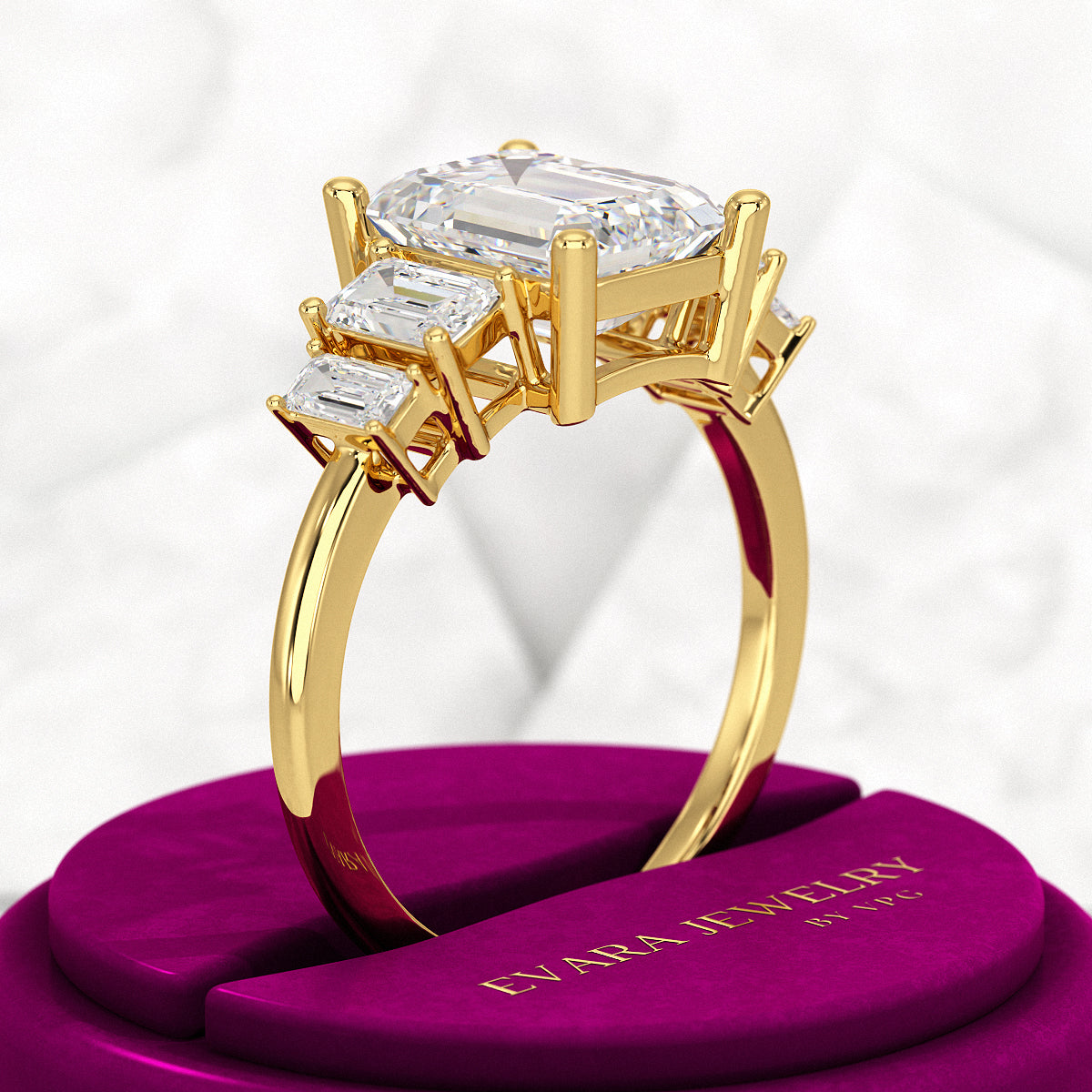 2.50 Carat Emerald Cut Diamond Engagement Ring - Evara Jewelry LLC