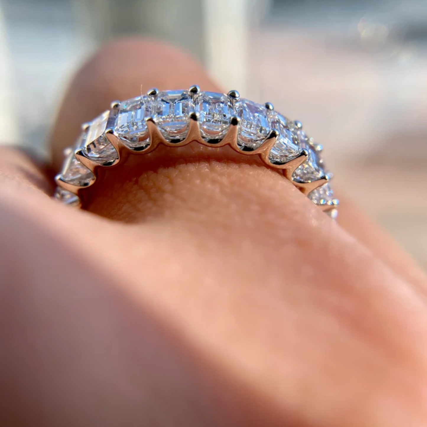 2 Carat Emerald Cut Diamond Narrowed Half Eternity Wedding Band - Evara Jewelry LLC