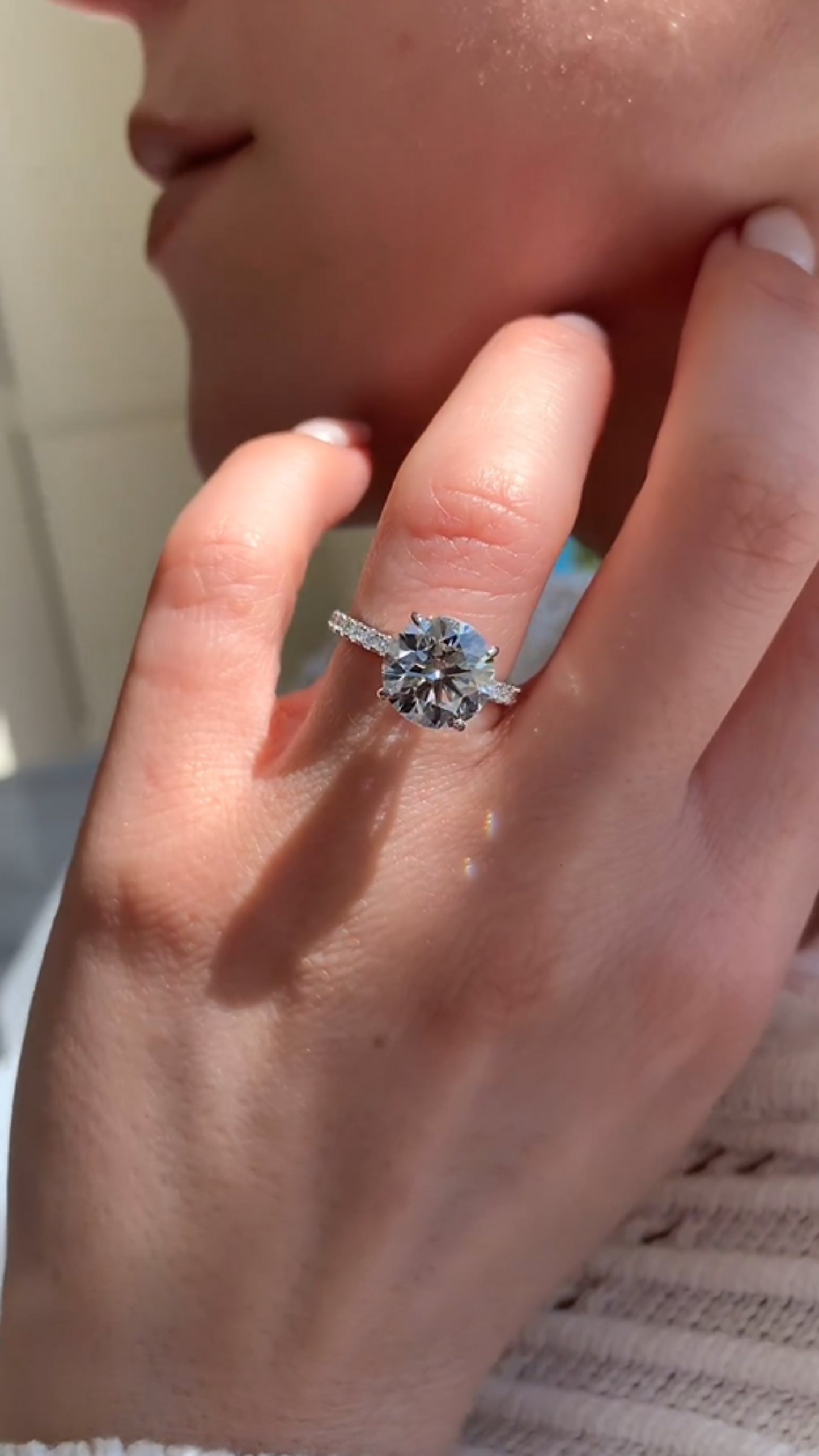 3.00 Carat Round Cut Minimalist Pave Engagement Ring with Hidden Halo - Evara Jewelry LLC