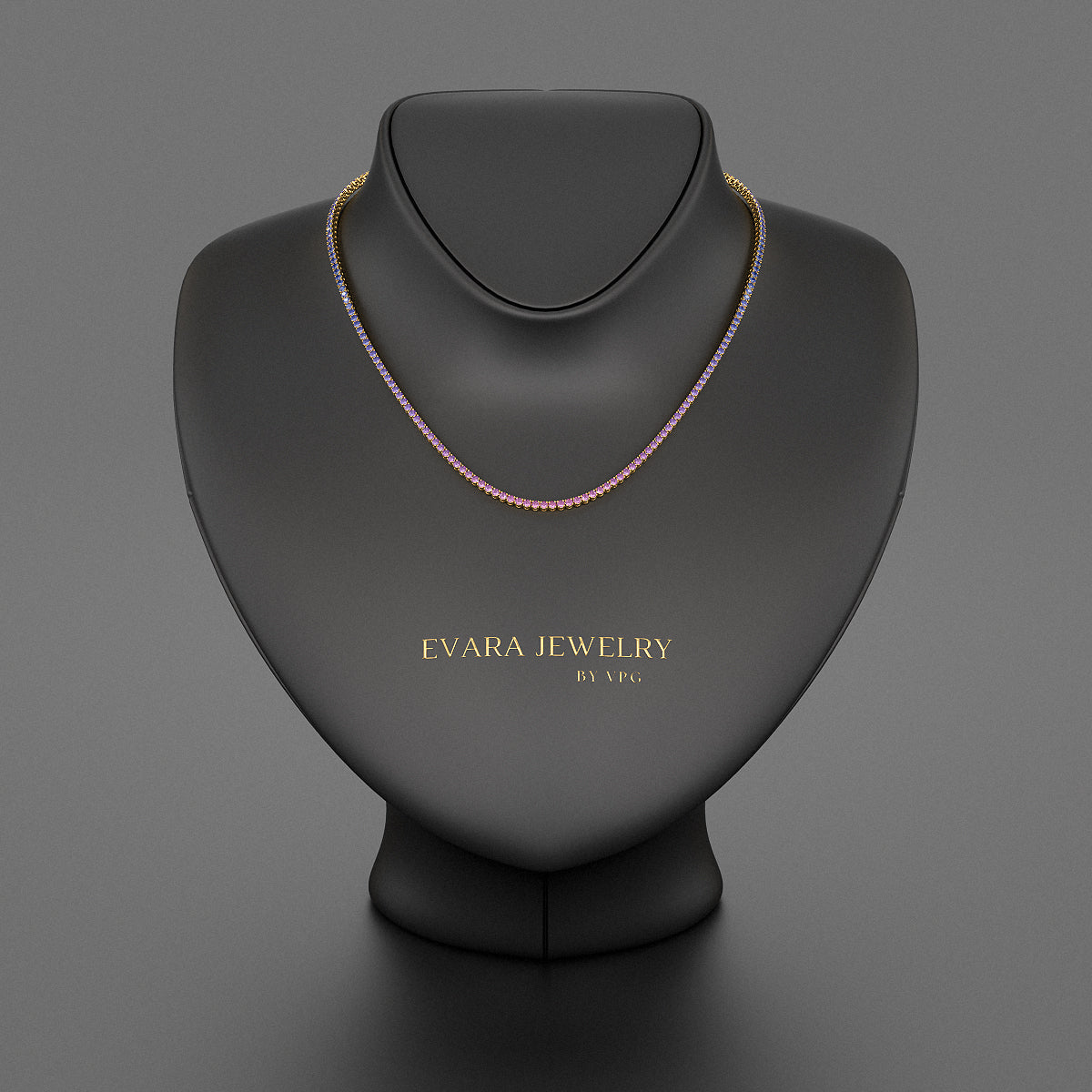 Ombre Necklace with Natural Pink Sapphire, Blue Sapphire & Amethyst in 14K/18K White Gold