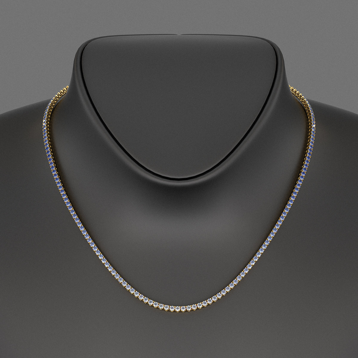 Blue Ombre Sapphire Tennis Necklace in 14K/18K White Gold