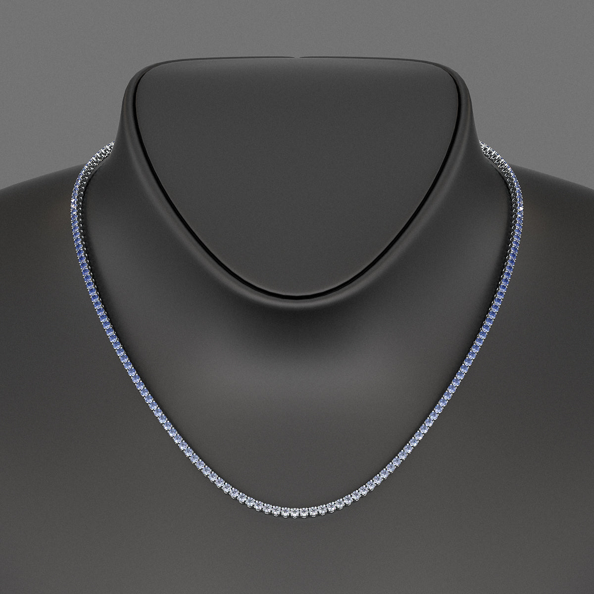 Blue Ombre Sapphire Tennis Necklace in 14K/18K White Gold