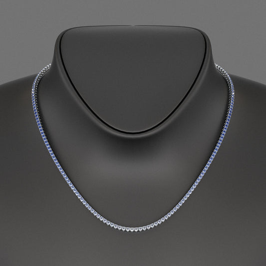 Blue Ombre Sapphire Tennis Necklace in 14K/18K White Gold