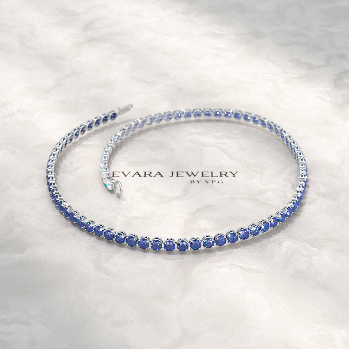 1.96 Carats Ombre Natural Blue Sapphire Tennis Bracelet in Solid 14K/18K Gold
