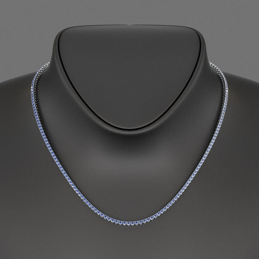 Natural Blue Ombre Sapphire Tennis Necklace