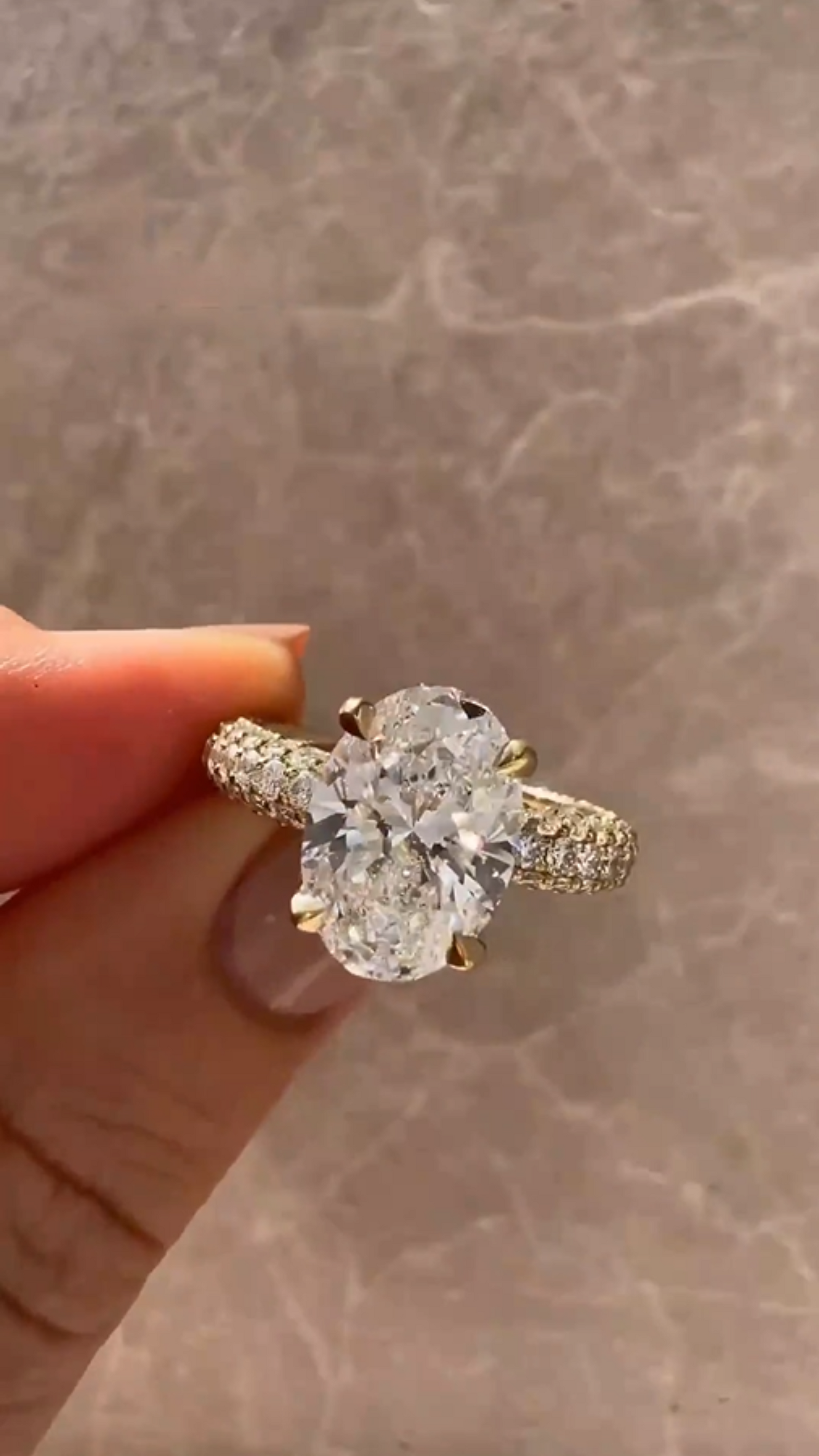 3 Carat Oval Cut Pave Band Engagement Ring - Evara Jewelry LLC