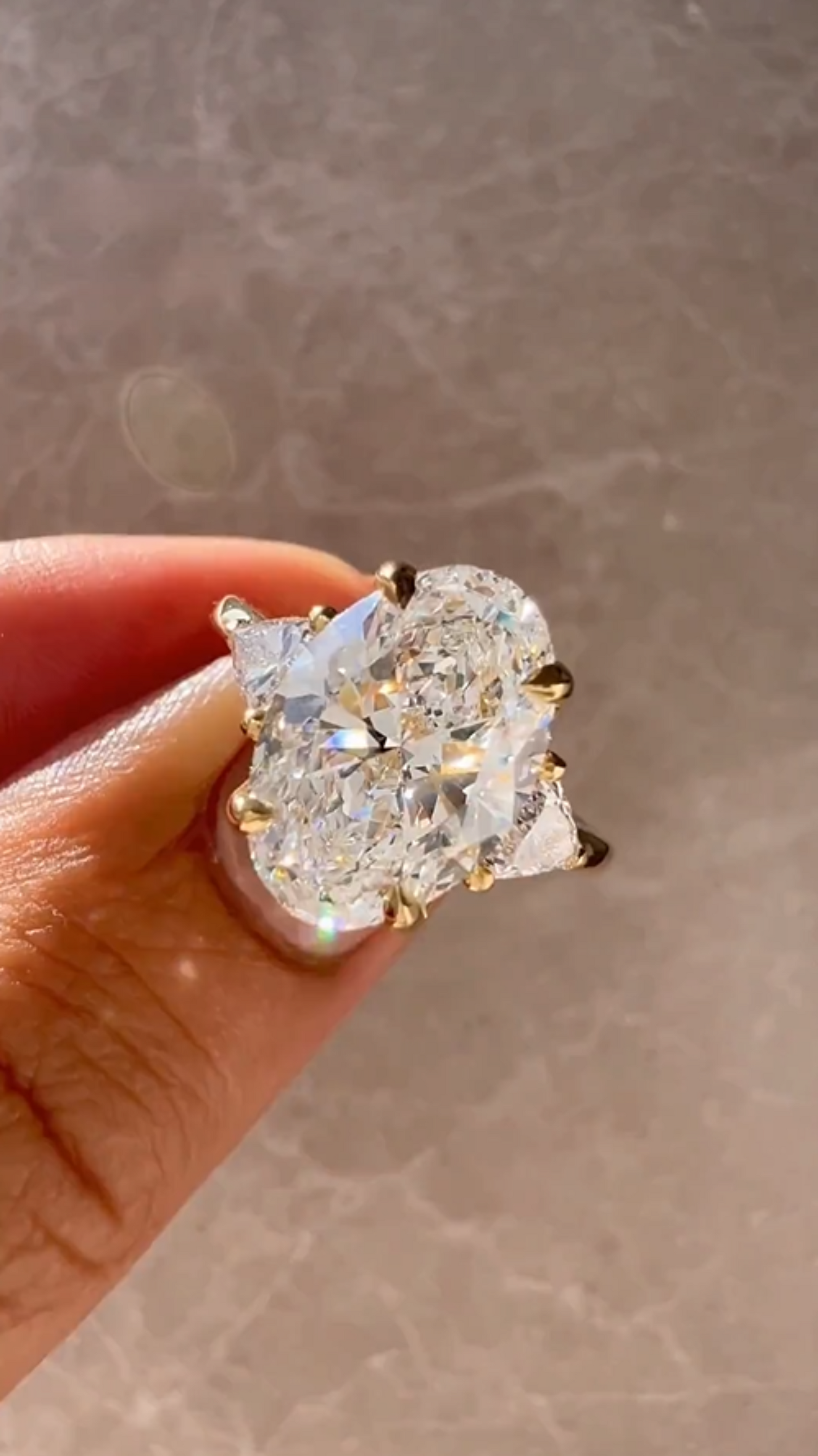 4 Carat Elongated Oval Three Stone Engagement Ring - Evara Jewelry LLC